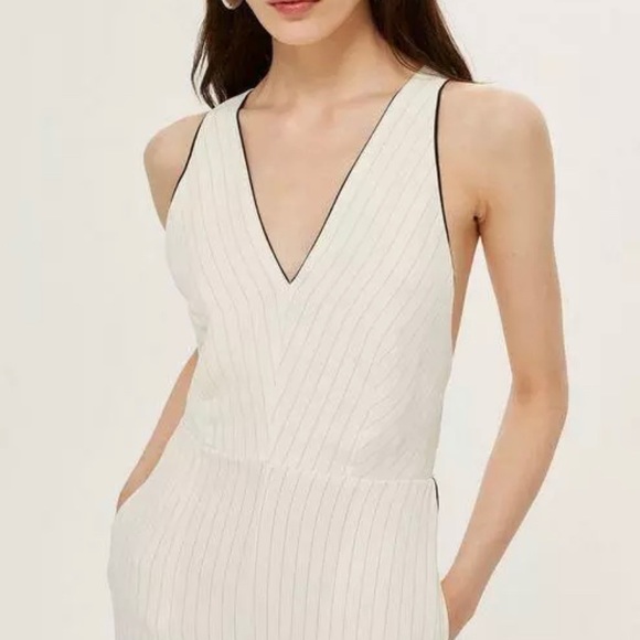 TOPSHOP cream & black pinstriped jumpsuit - Picture 2 of 5